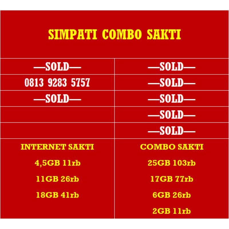Nomor cantik simpati telkomsel combo sakti 4G 5757 (nocan, nomer, kartu, perdana, cantik, simpati, t