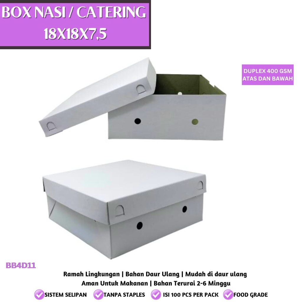 Jual Box Nasi Putih Dus Catering Putih Kotak Nasi - BB4D11-18X18X7.5 ...