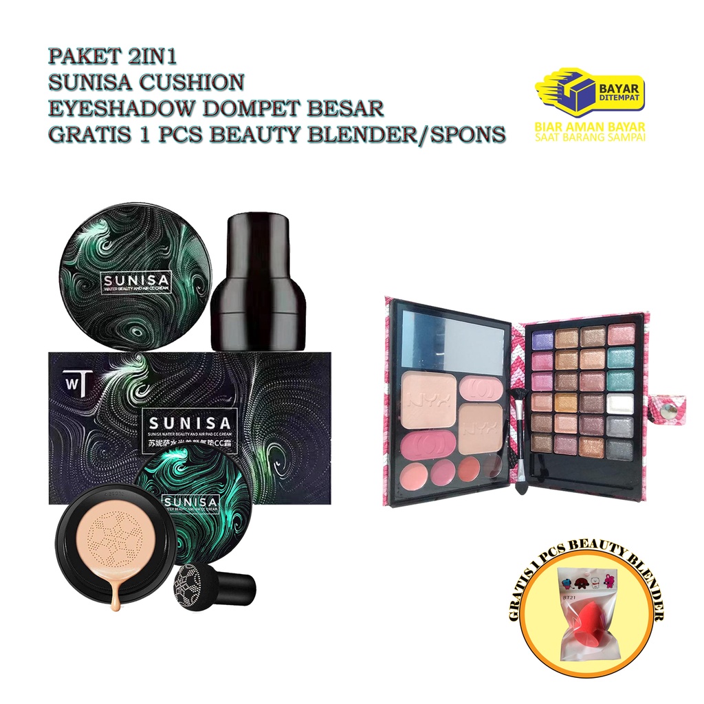 Sunisa Bedak Glowing Original Tahan Air Mushroom Head Air Cushion BB Cream Moisturizing Foundation +