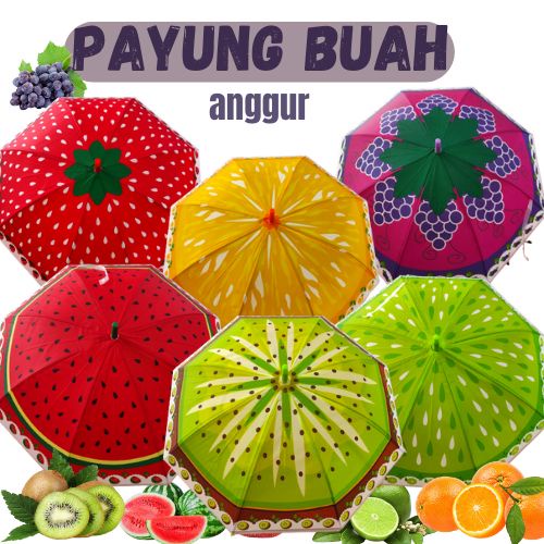 TERMURAH    Payung buah Tongkat Motif Buah Varian Random ( COD )