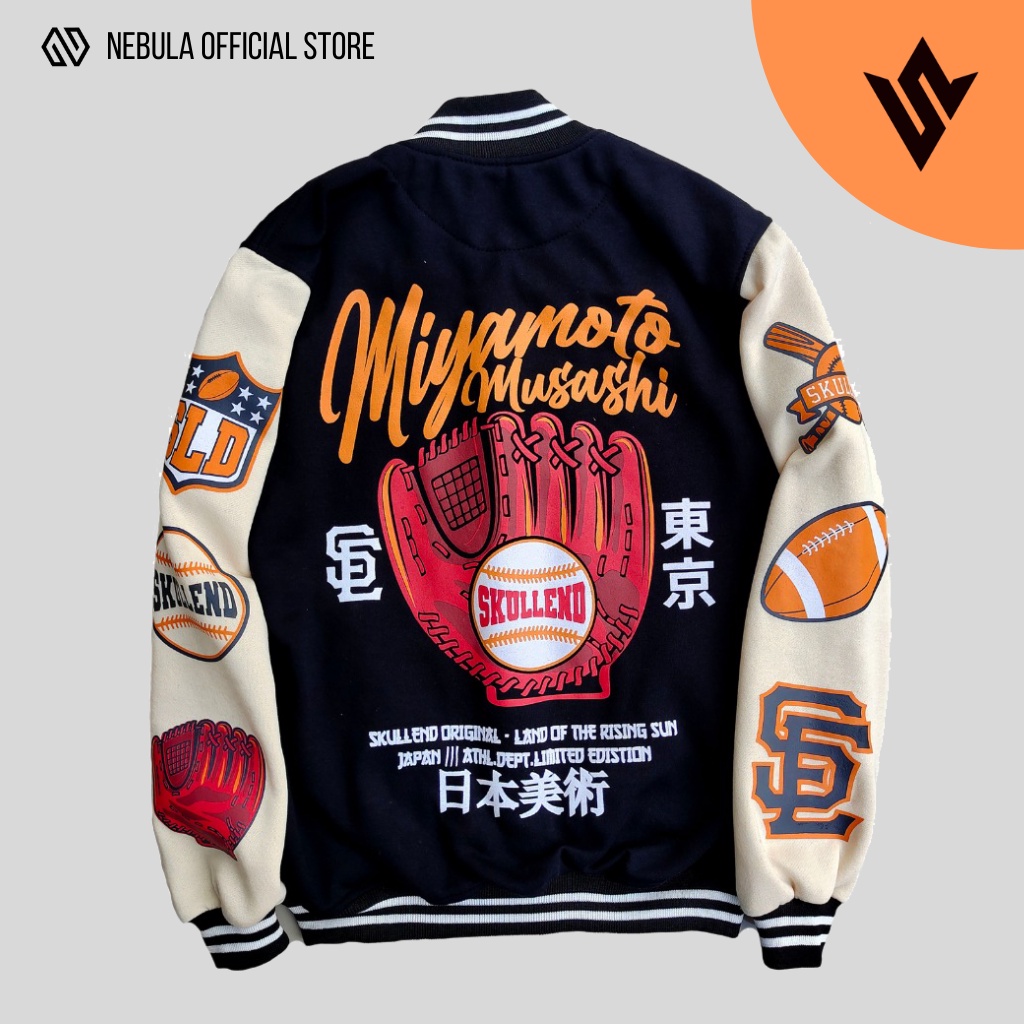 SKULLEND JAKET BASEBALL VARSITY - JAKET SUKAJAN BOMBER VINTAGE PRIA WANITA