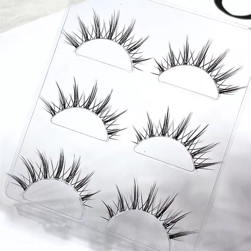 F69 - BULUMATA 3PASANG MANGA LASHES New Thick 3D False Eyelashes Transparent Terrier Reusable 3 Pairs Handmade Eyelashes Natural Soft Beauty Makeup Eye Lashes