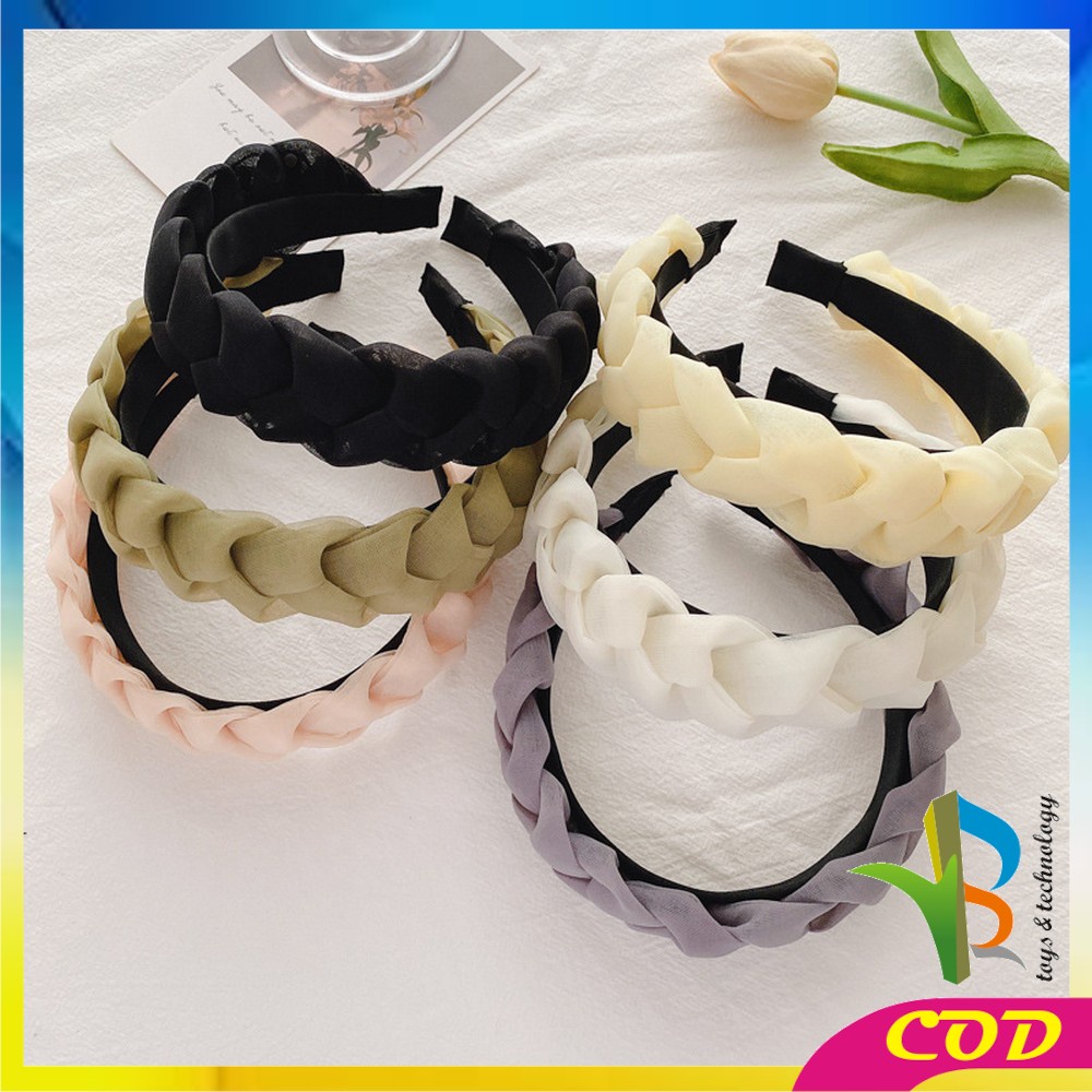 RB-C530 Bando Kepang Wanita Scrunchie / Bandana Nagita Organza / Headband Kepang Jalin Besar Ala Korea Aksesoris Rambut Wanita