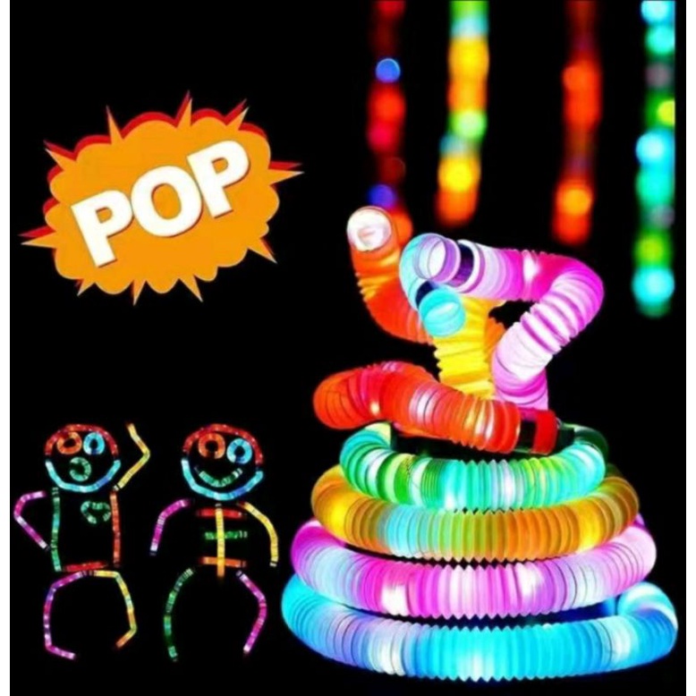 POP TUBE LED FIDGET TOYS POP PIPES PIPA LAMPU MAINAN ANAK TERBARU