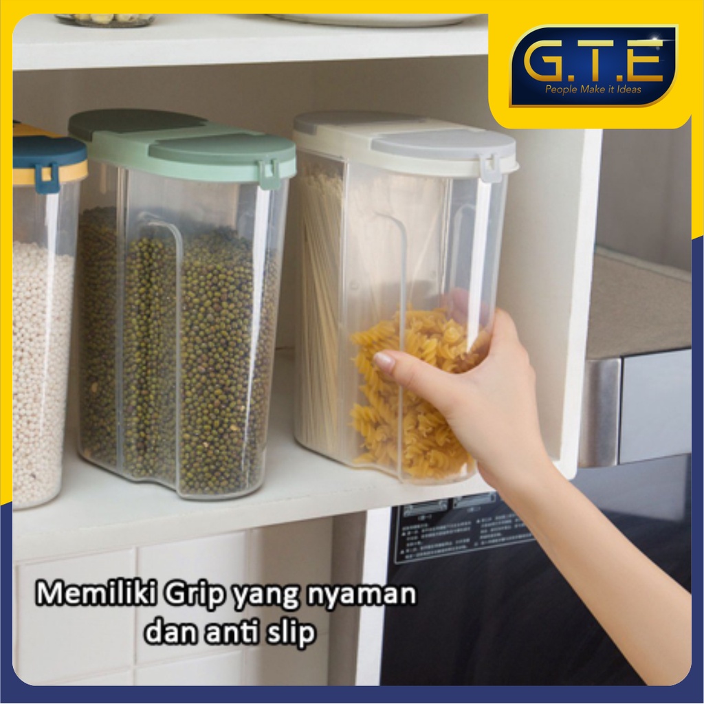 GTE | Food Storage Jar | Tempat Penyimpanan Cereal | Kontainer Makanan Kitchen Storage Bottle | Storage 2 Sekat