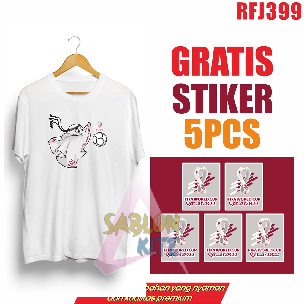 GRATIS STIKER !!! KAOS LA'EEB MASKOT PIALA DUNIA 2022 RFJ399 WORLD CUP 1338 QATAR