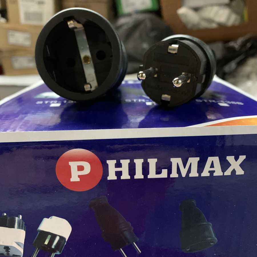Steker dan Kontra Listrik Karet Philmax / Colokan Listrik Outdoor 16 A - Steker + Kontra