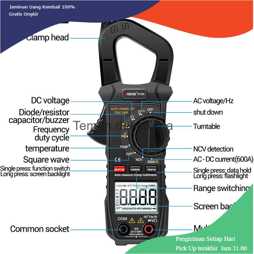 TD - PR2 ANENG Digital Multimeter Voltage Tester Clamp - ST209