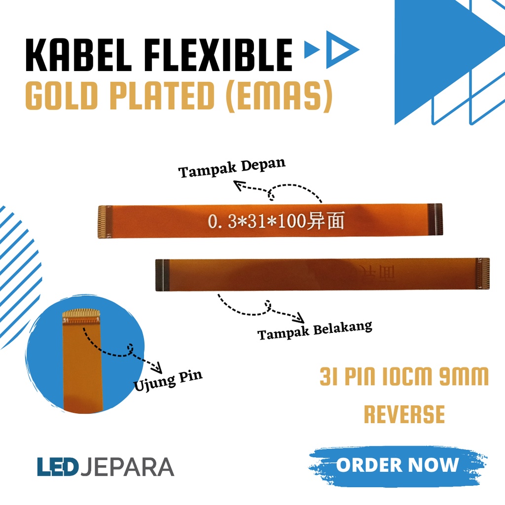 Kabel Flexible Laptop Lapis Emas Kabel Flat Gold Plated Flat Cable Gold Plated 31Pin