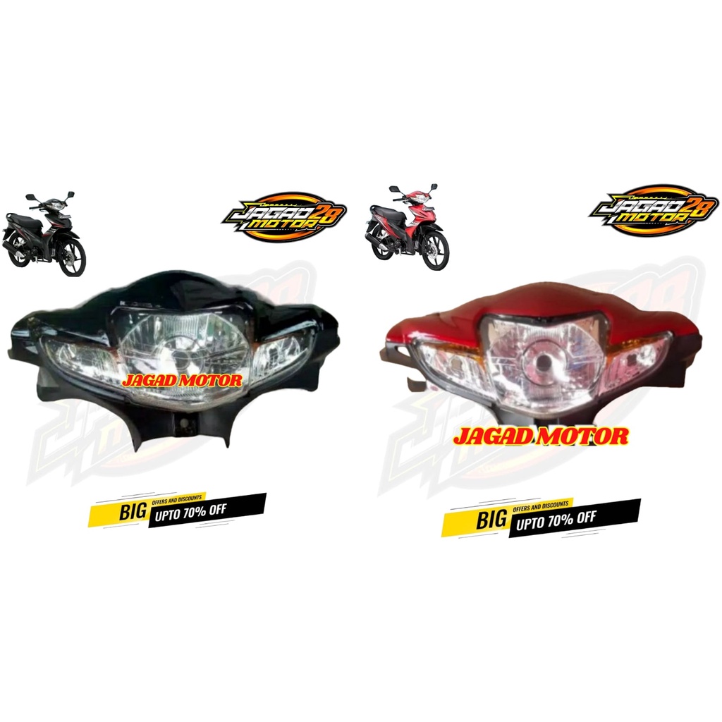 Batok Kepala Depan Honda Revo Absolute Hitam Merah Set Reflektor Lampu Depan / Batok Kepala Depan Set Reflektor Lampu Depan Honda Revo Absolute Hitam Merah / Batok Kepala Depan Honda Revo Absolute Hitam Merah Plus Lampu Depan