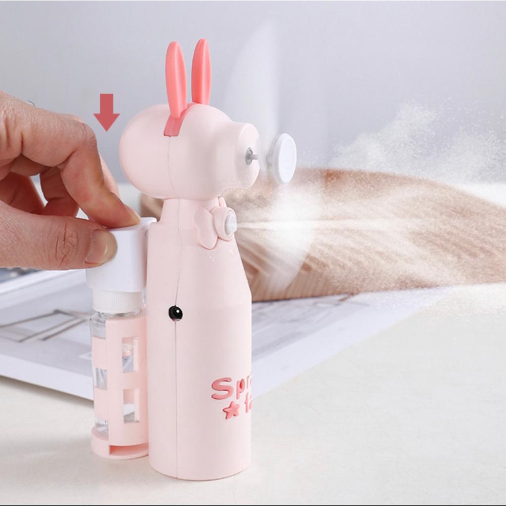 KIPAS MINI PORTABLE NANO SPRAY 2 IN 1 USB KARAKTER LUCU FAN MINI SEMPROTAN