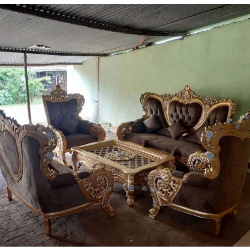 Set Kursi Meja Tamu Mewah Kayu Jati Luxury