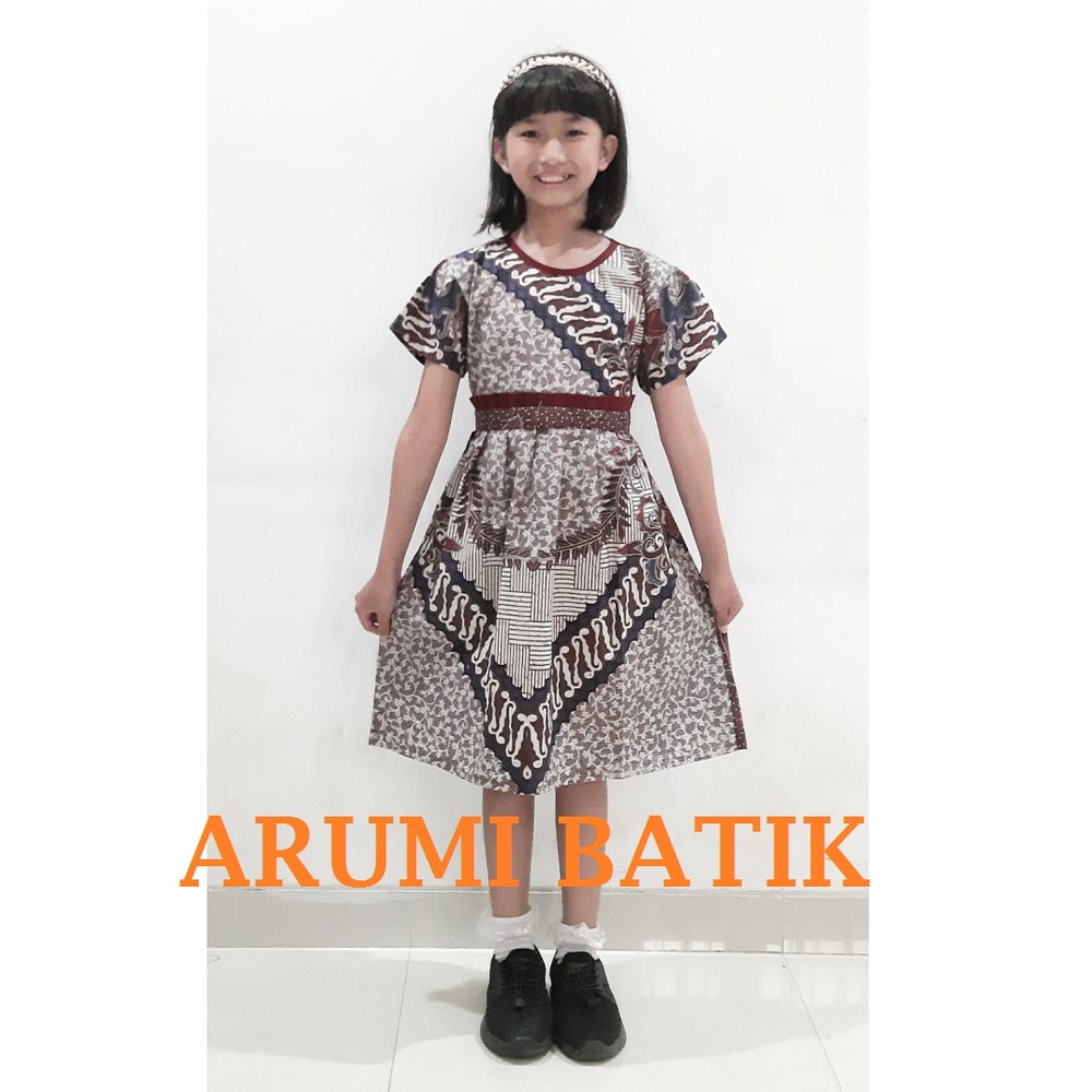 Dress Baju Batik Sekolah Anak Perempuan Balita TK SD PAUD 3166