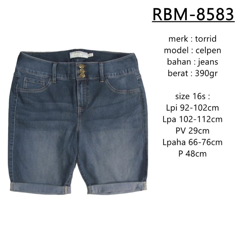 RBM-8583 CELANA PENDEK JEANS ANKO BIGSIZE JUMBO SIZE 16S