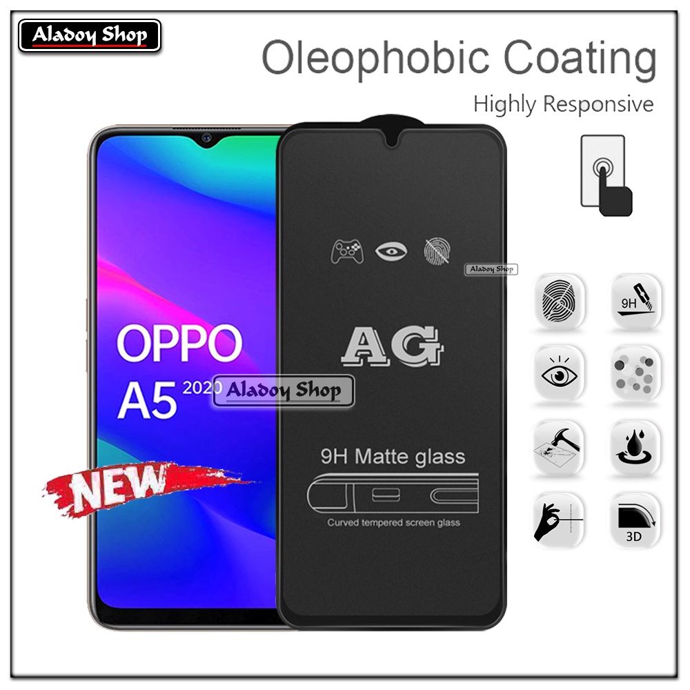 Oppo A5/A9 2020 PAKET 2IN1 Tempered Glass Matte Anti Glare Full Layar dan Tempered Glass Kamera