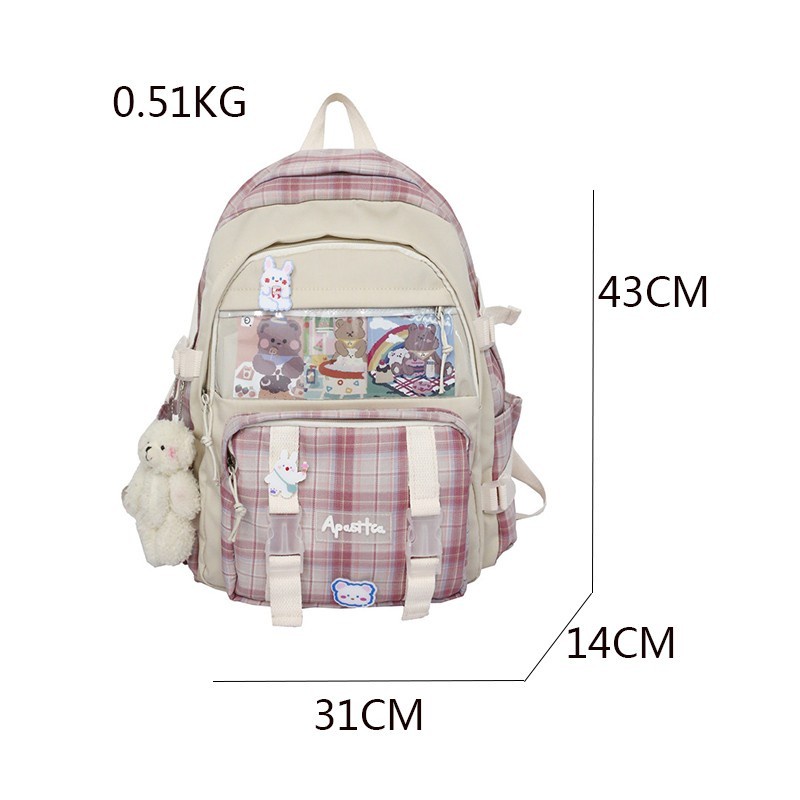 KIANJAYACOLLECTION89 - Tas Anak Sekolah Ransel (CORLA) Backpack Cewek Cowok Simple TK SD dan SMP . Ransel Kotak-Kotak Tahan Air