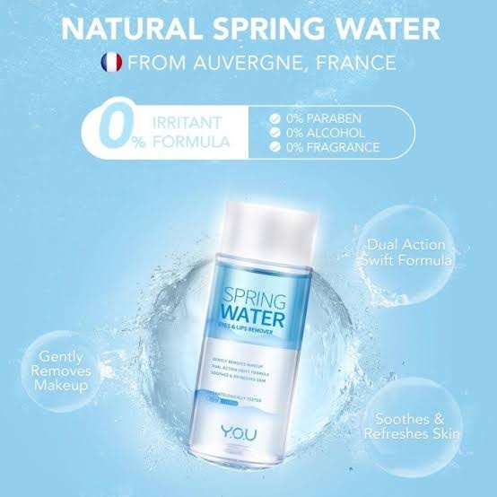 ★ BB ★   Y.O.U Spring Water Eyes &amp; Lips Remover 80ml - YOU Pembersih Wajah