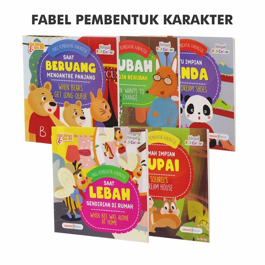 BUKU CERITA ANAK - SERI FABEL PEMBENTUK KARAKTER ANAK BERGAMBAR FULL COLOUR BILINGUAL ART PAPER GLOSSY MAINAN EDUKASI ANAK