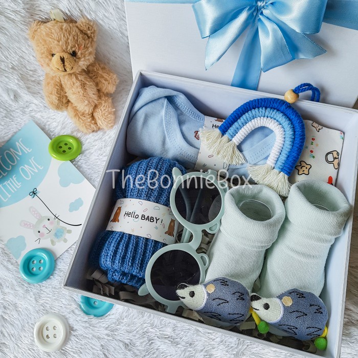 

(COD) EX1 Hampers Bayi PREMIUM New Born Baby Gift Set Kado Lahiran BOY GIRL - Blue, Biasa