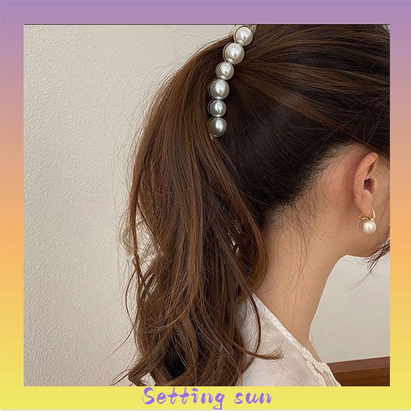 Jepit Rambut Pisang 10.5cm Mutiara Kristal Jepitan Ponytail  Salon Banana Ponytail Hair Claw Clips TN