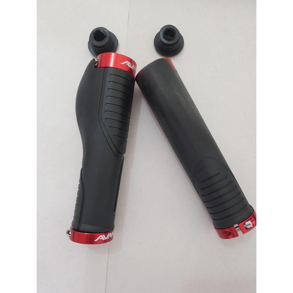 Hand Grip handgrip golok Avand double lock HFA-311 sepeda lipat mtb Hitam Merah