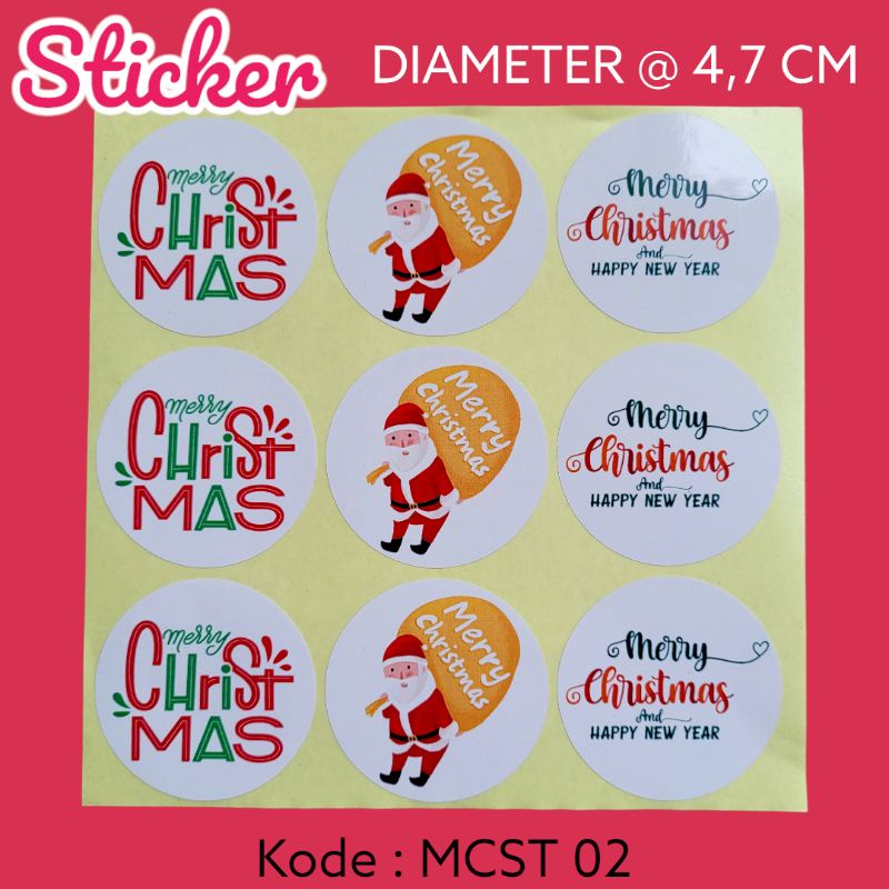 

Sticker Segel Bulat || Merry Chtistmas || Stiker Natal Santa 4,7 cm