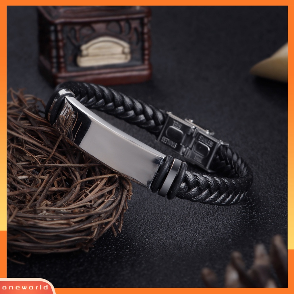 Gelang Kepang Bahan Kulit Imitasi Dengan Buckle Adjustable Untuk Pria