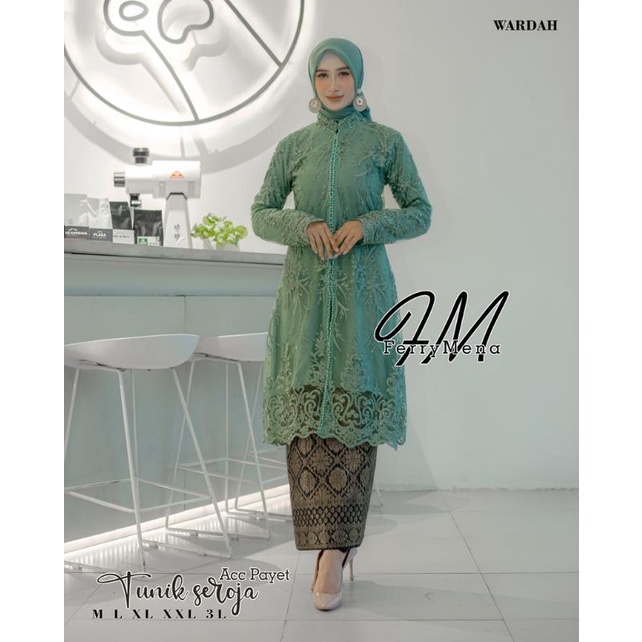 BA Kebaya modern setelan kebaya modern kebaya tunik Tulle payet rok songket Kebaya lamaran Kebaya pesta Kebaya Tunik brukat