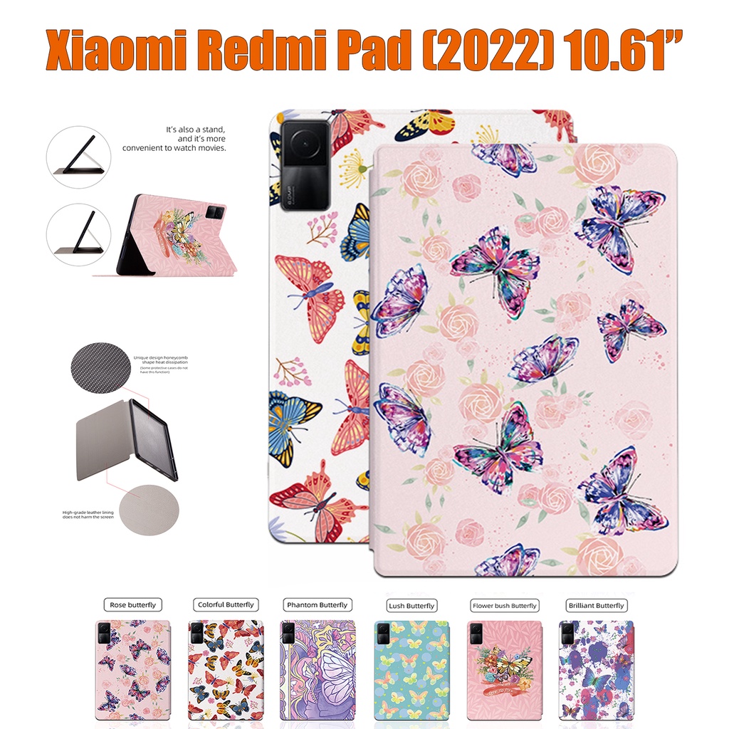 Casing Flipcase Xiaomi Redmi Pad (2022) 10.61 &quot;VHU4254IN 5G Bahan Kulit Motif Kupu-Kupu Butterfly