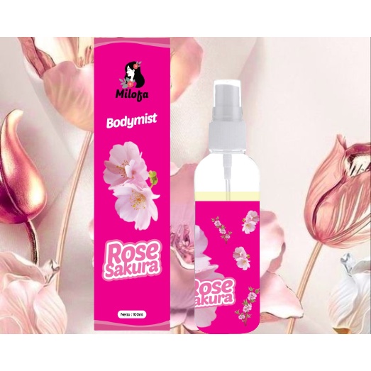 GEN - [BPOM] Parfum Body Mist Milofa Rose Sakura 100ml Premium / Parfum Rose Sakura 100ml Best Seller / Parfum Wanita Wangi Tahan Lama