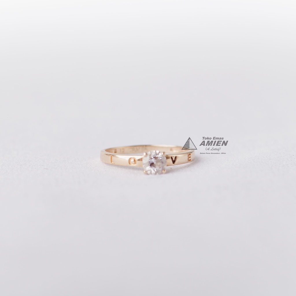 Toko Emas Amien Cincin Emas Asli Kadar 375 (37,5% / 8K) 1.040 gram - Cincin Solitaire Grafir Love