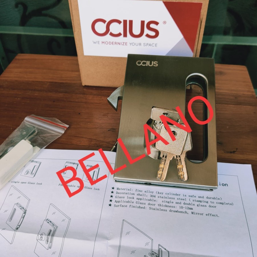 Glass door lock atau kunci kaca Ocius OSDL 194 singel