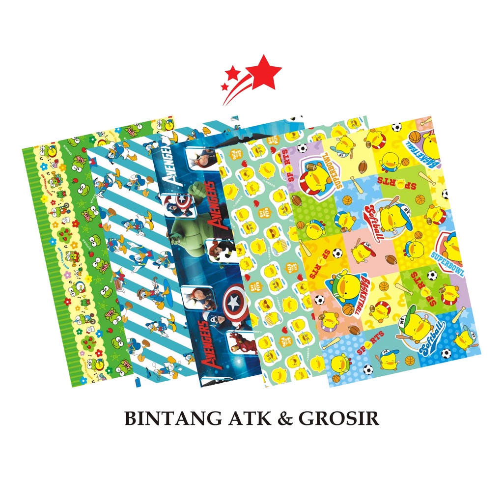 

Kertas Kado BINTANG (1Set isi 10Lmbr) / Kertas kado Motif Karakter Mix K Cowo & Cewe