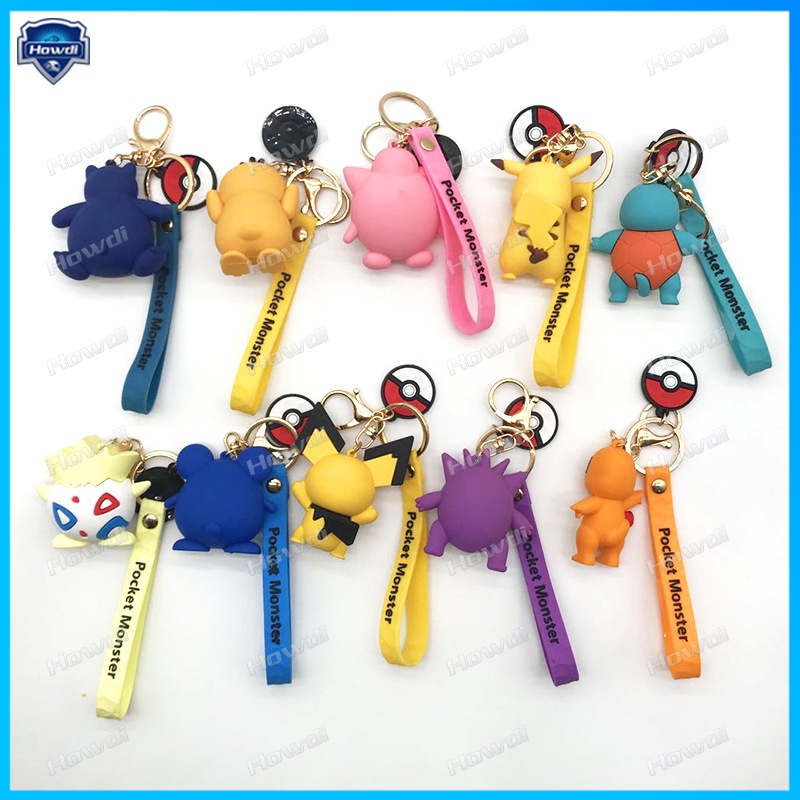 Pokemon Gantungan Kunci Action Figure Keyring TOMY Lucu Psyduck PVC Kartun Pokemon Figure Liontin Model Boneka Hadiah Mainan Anak