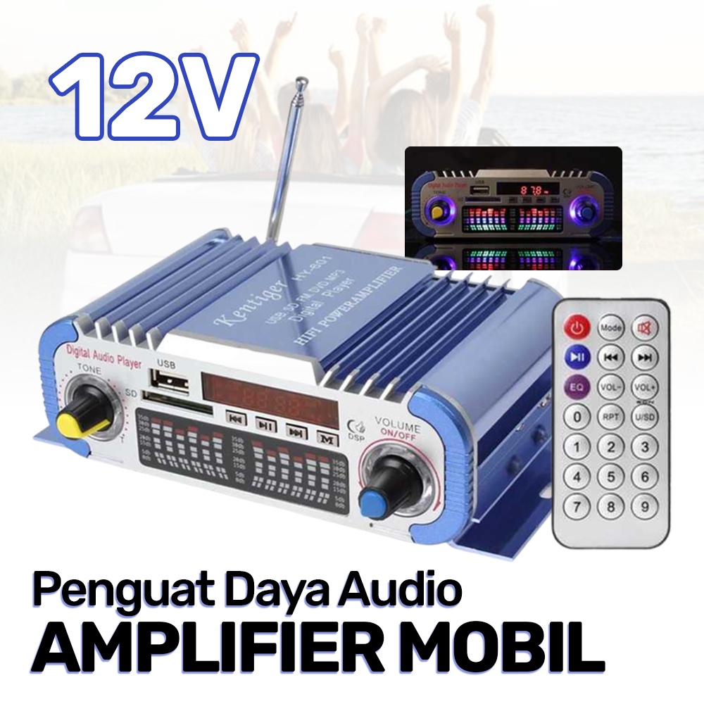 KENTINGER Penguat Daya Audio Mobil Car Amplifier 12V - HY-601 - Blue