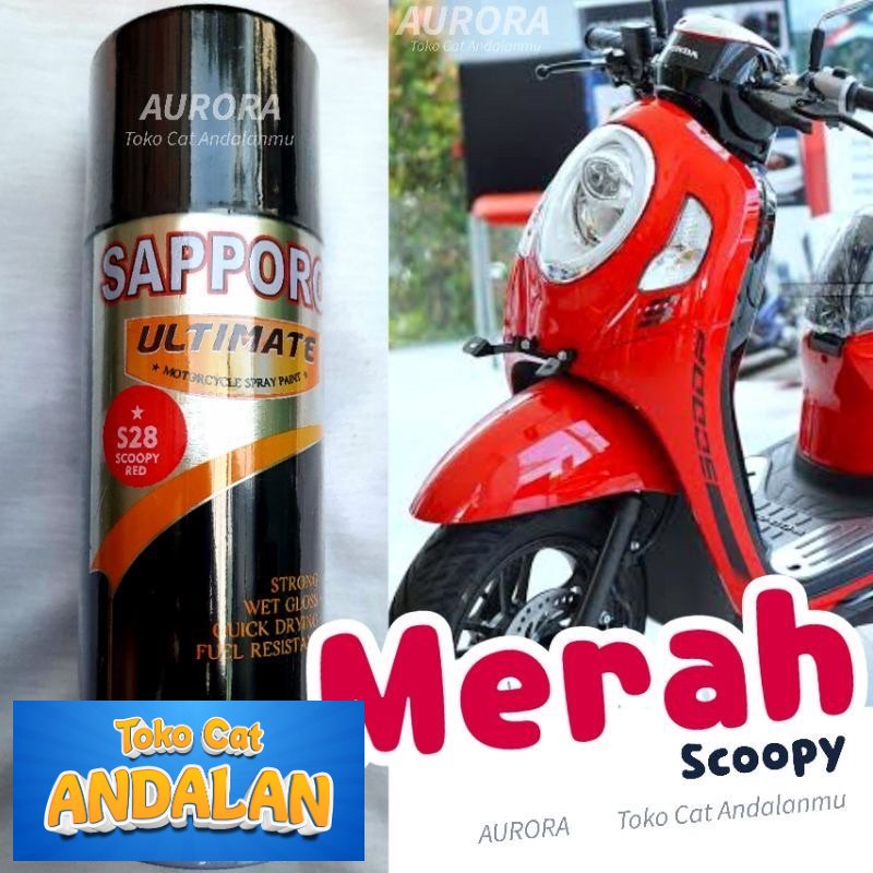 

SAPPORO ULTIMATE SCOOPY RED S28 pilok pilox pylox cat semprot motor mobil sepeda