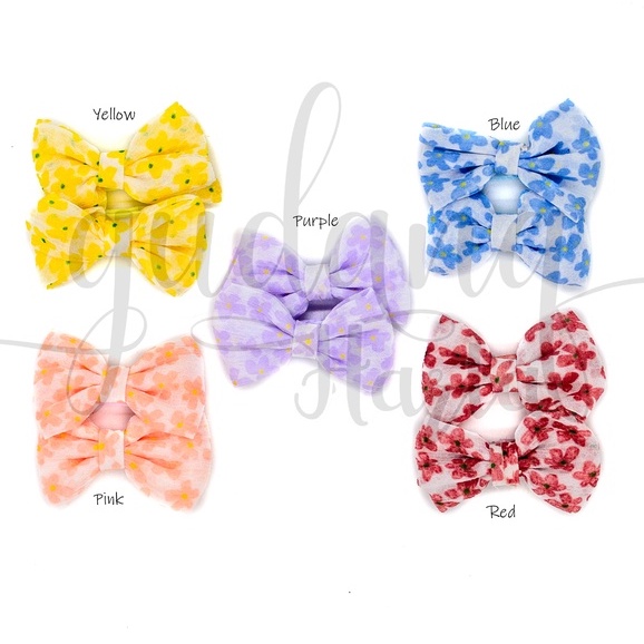 Jepit Rambut Mini Ribbon Floral Hairclip Motif Pita Bunga Kecil GH 201967