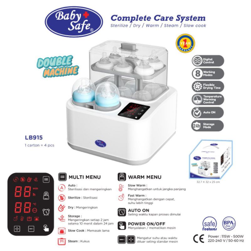 BabySafe LB915 Complete Care System / Sterilisasi multifungsi