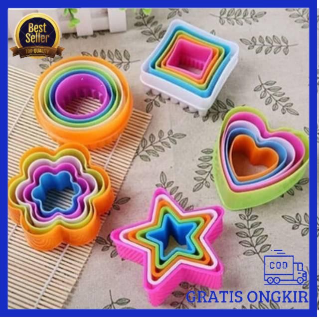 Cetakan Cookies Cutter Ring Plastik Set Fondant BiscuitLove Bunga Bulat Gingerman