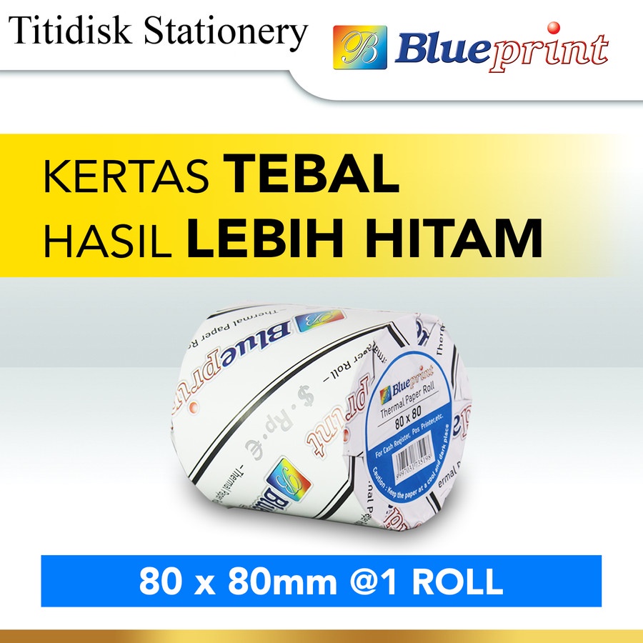 

Kertas Thermal / Kertas Kasir / Kertas Struk BLUEPRINT 80x80 premium
