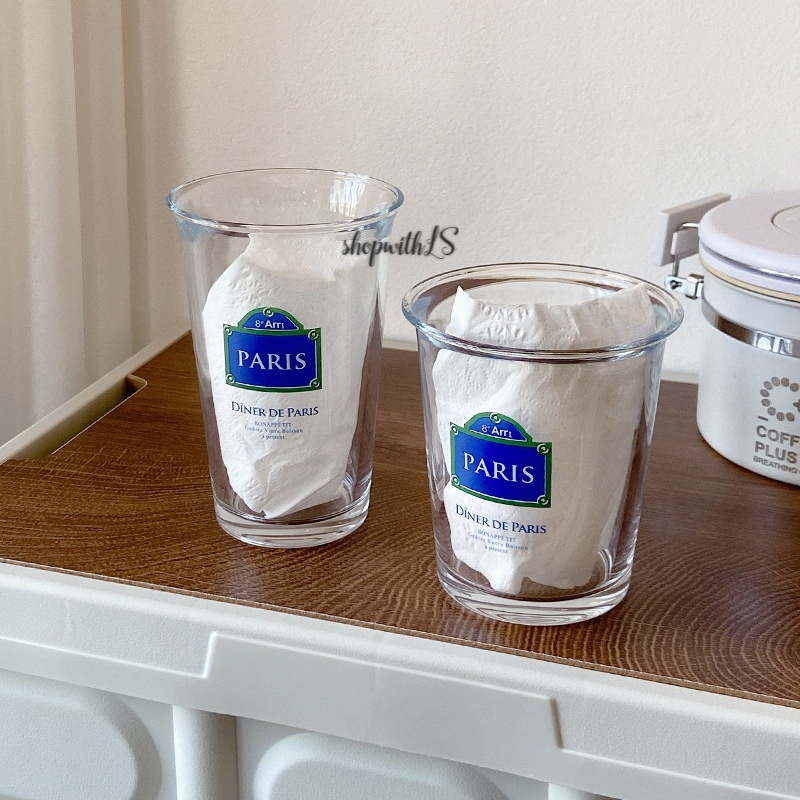PARIS Glass Cup/Gelas Kaca Estetik/Aesthetic Glass/Home Cafe Glass/Gelas Home Cafe/Gelas Korea/Gelas