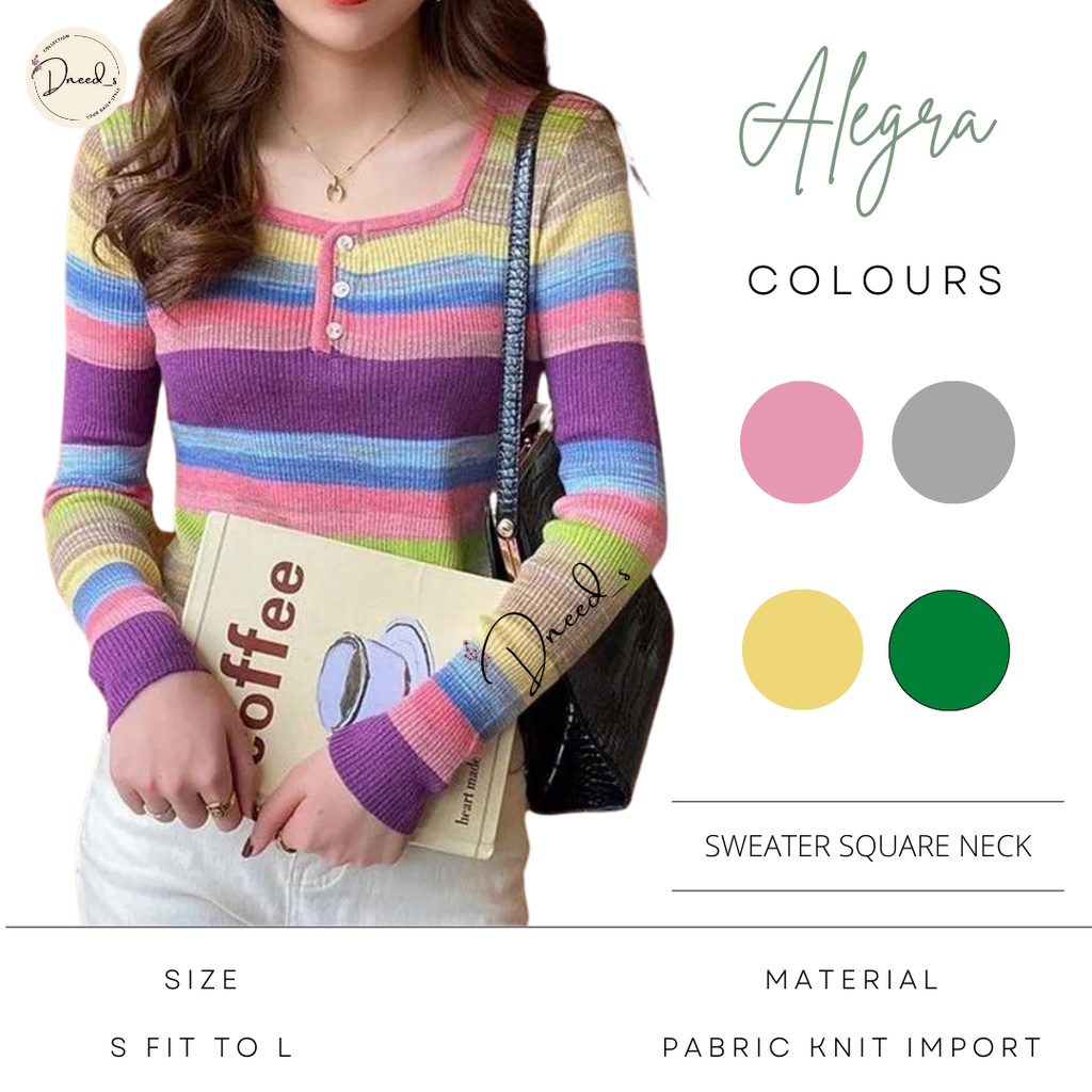 Dneeds - Alegra SquareNeck Sweater Knit Button