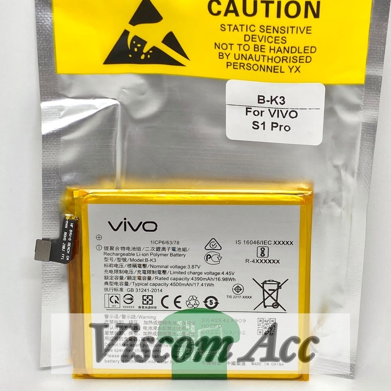 Baterai vivo s1pro original B-k3 s1 pro