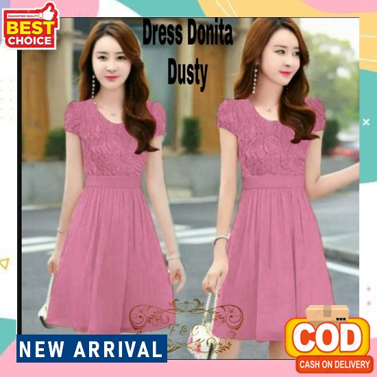 Baju Dress Pesta Wanita Model Terbaru Kekinian Kondangan Imlek Natal Pesta Brukat Selutut Dress Sage