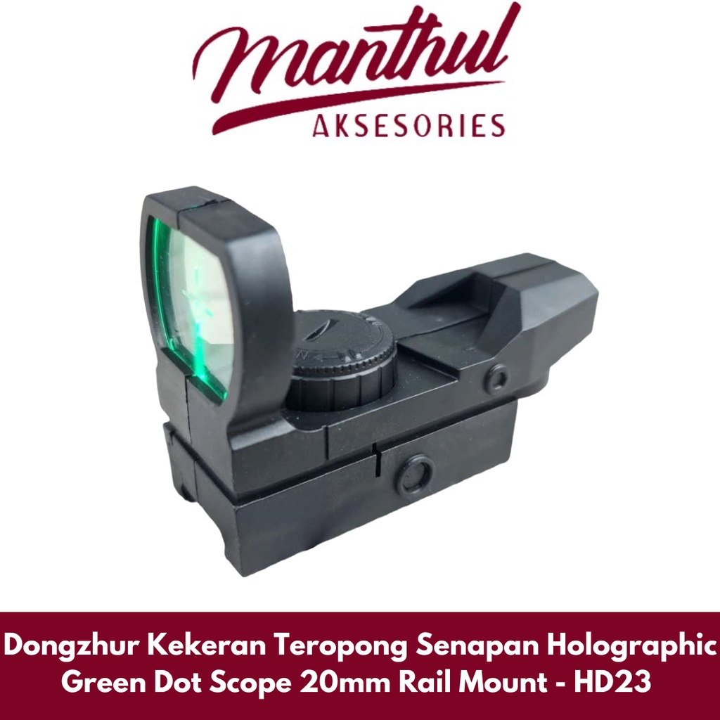 Dongzhur Kekeran Teropong Senapan Holographic Green Dot Scope 20mm Rail Mount - HD23 - Black