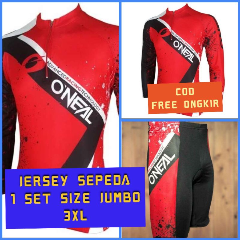 Jersey Sepeda Gowes Lipat Model Ketat 1 set Kaos Baju Celana Sepeda Size Jumbo XXXL 3XL Padding Kant