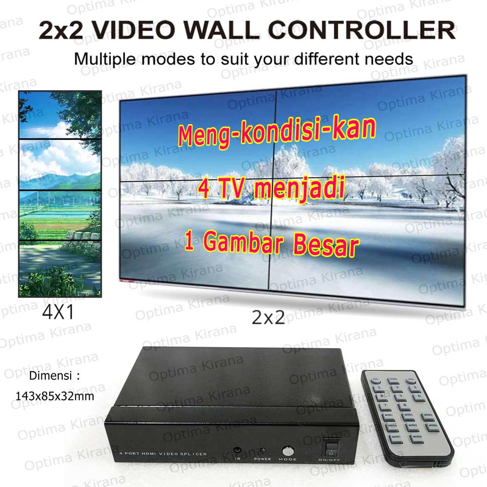 Video Wall Controller 2x2 UHD 4K Full HD 1080P 4 port HDMI Splicer 401 Remote