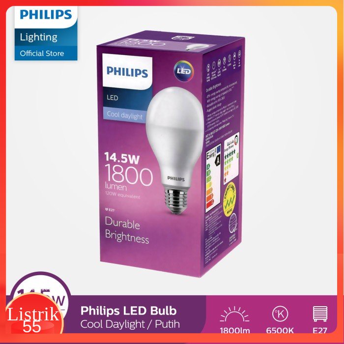 Philips LEDBulb 14.5-120W E27 6500K 230V Putih