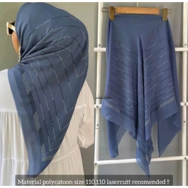 (Bisa COD) Hijab Segiempat Swarosky/Jilbab Mote Swarosky/Ukuran 110x110cm