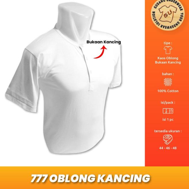 KAOS OBLONG PRIA 777 KANCING OKC 777 44-46-48,BAHAN 100% COTTON - 44